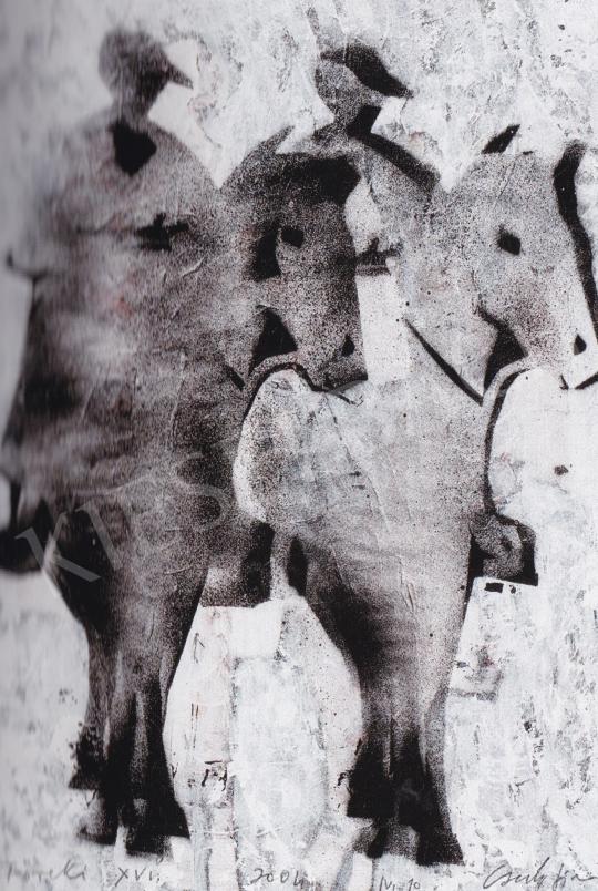  Csorba, Simon (Simon László) - Friesian Horses, 2004 painting