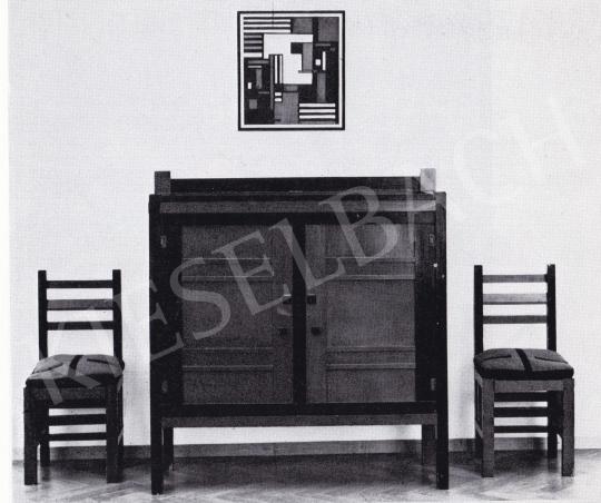 Huszár, Vilmos - Commode and Black-Burgundy Chairs for Children's Room 1920 painting