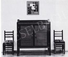 Huszár, Vilmos - Commode and Black-Burgundy Chairs for Children's Room 1920 