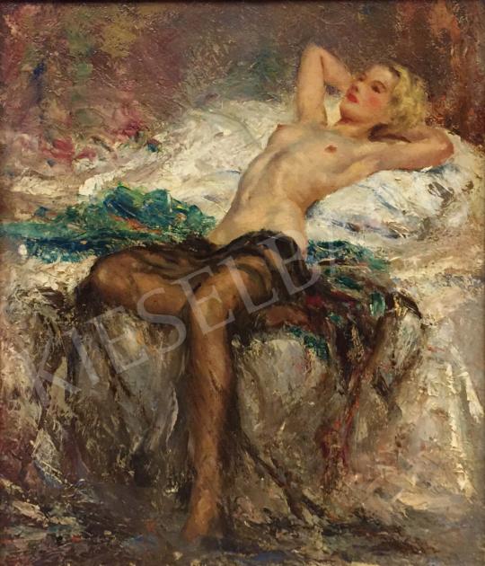 Unknown painter - Female Nude with a Veil (Desire) painting