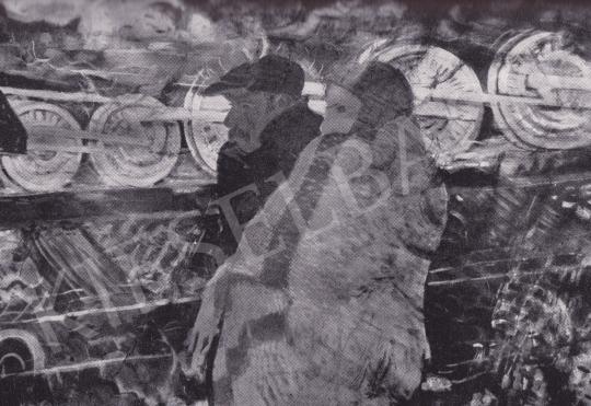 Derkovits, Gyula - Along the Train, 1932 painting