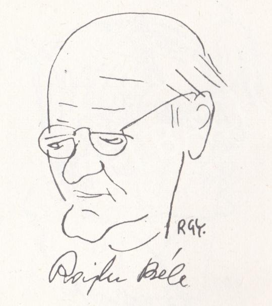  Rózsahegyi György - Rajki Béla karikatúrája, edző festménye