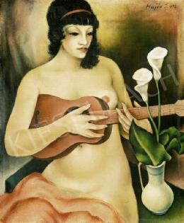 Hajós, Imre László - Nude with a Guitar and a Flower 