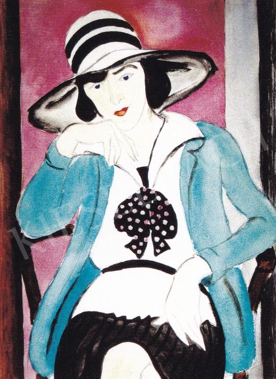  Csapek Károly - Kalapos nő, 1930 k. festménye