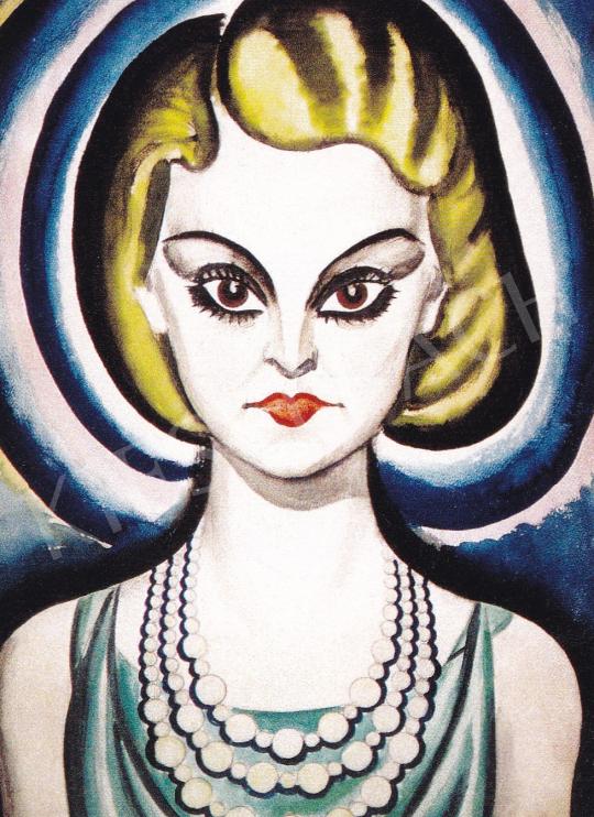  Csapek Károly - Nő gyöngysorral, 1930 k. festménye