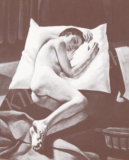  Bánovszky, Miklós - Female Nude lie in the Pillow with Chair, 1933 painting