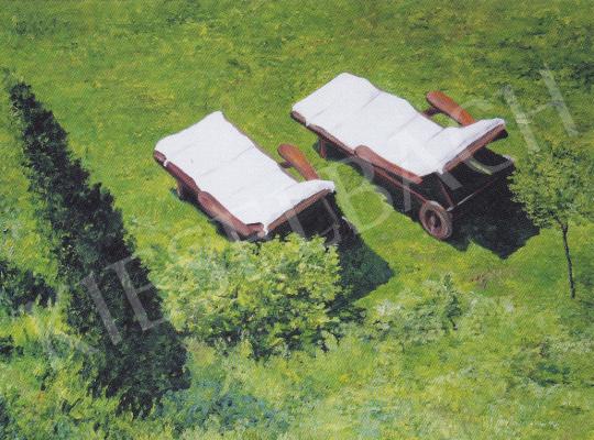 Cseke Szilárd - Örökzöld nyugágyakkal, 2006 festménye