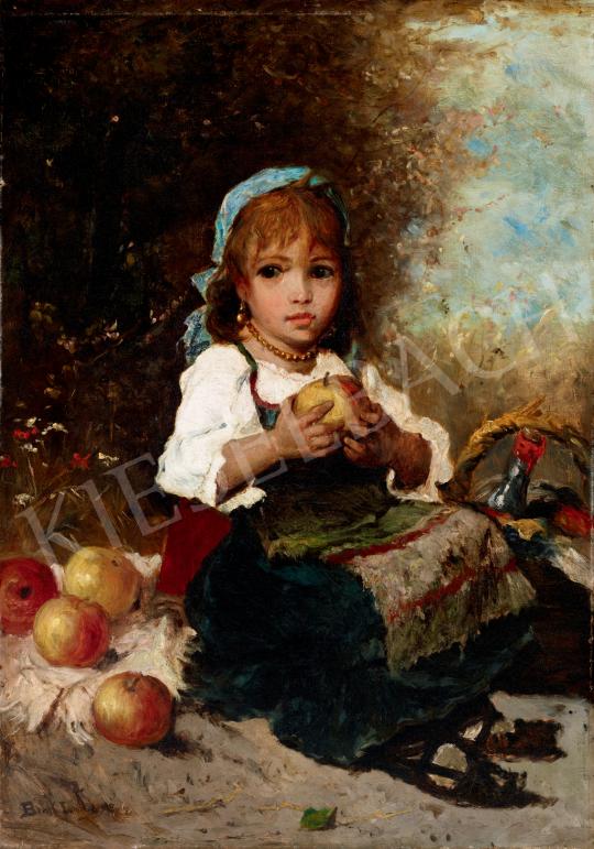 Bruck, Lajos - Little Girl with Apple painting