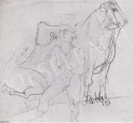  Pór, Bertalan - Shepherd with Bull, 1930's 