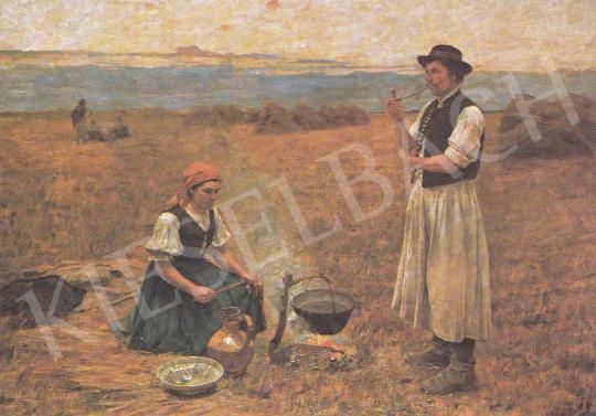 Bihari Sándor - Készül a vacsora, 1889 festménye
