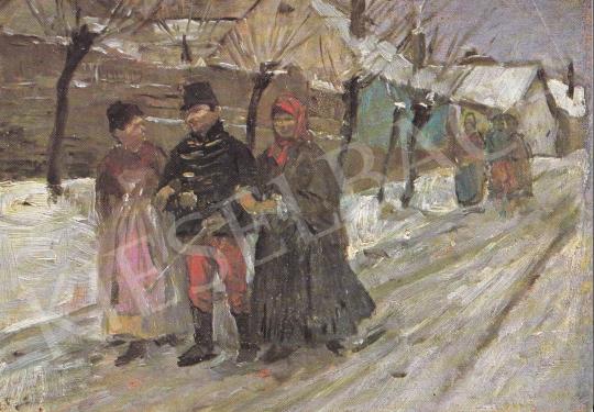 Bihari Sándor - Vasárnap délután, 1900 k. festménye