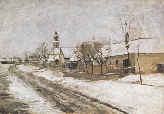 Bihari Sándor - Szolnok faluvég, 1900 k. festménye