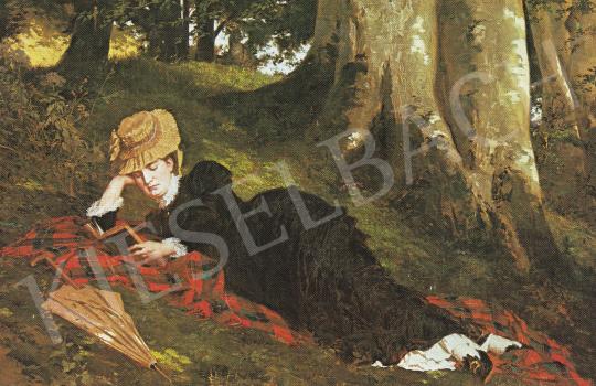  Benczúr, Gyula - Reading woman in the wood, 1875 painting