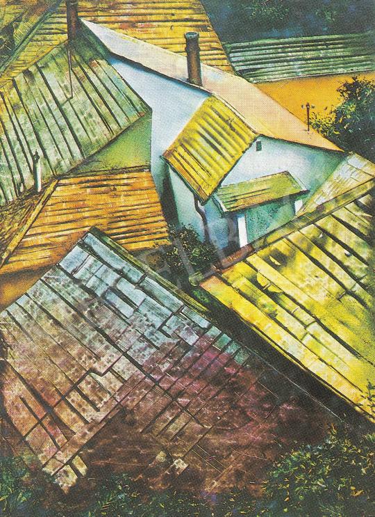  Méhes László - Szentendrei háztetők festménye