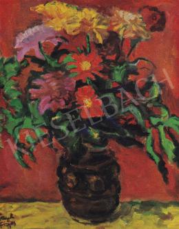  Frank, Frigyes - Flowers with Red Background, 1960 