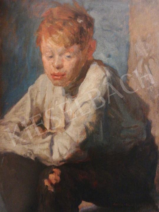  Halász-Hradil Elemér - Vörös hajú kisfiú, 1910-1915 festménye