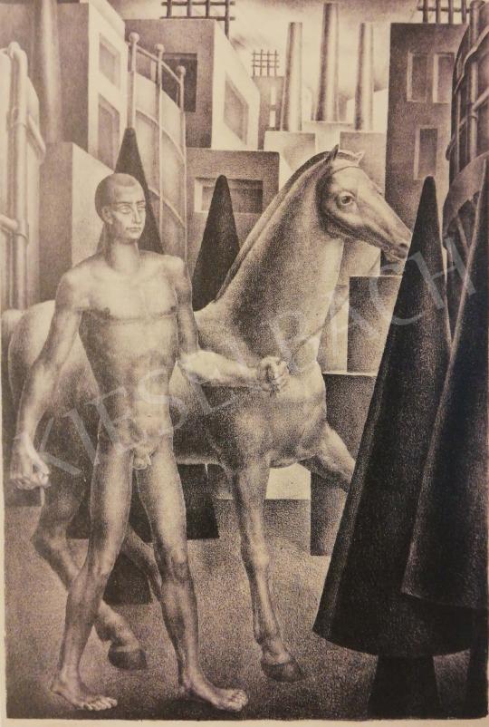 Krón, Jenő - The Creative Spirit I. (A Man with the Horse), 1925 painting