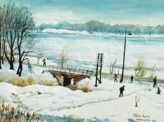  Takács Gyula - Téli Duna-part, 1970 festménye