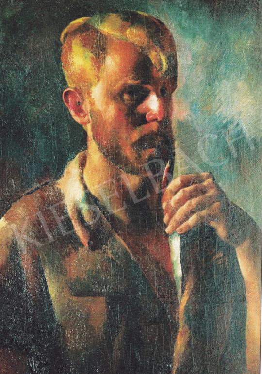 Aba-Novák, Vilmos - Self-Portrait with Pipe, 1922 painting