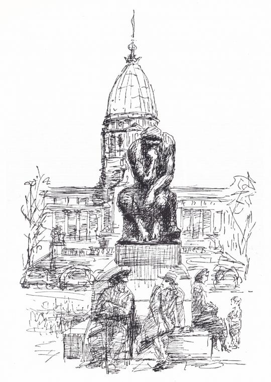 Szalay Lajos - Rodin Gondolkodója festménye
