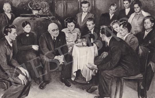  Pór Bertalan - A termelőszövetkezetek I. Kongresszusa küldötteinek fogadása a Parlamentben, 1950 festménye