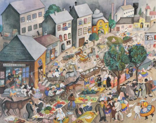  Lesznai, Anna - Market in Nagymihályi, 1930s painting