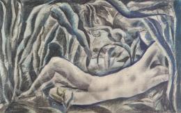  Sztehló, Lili (Árkay Bertalanné) - Lying Nude in Landscape, 1920s 