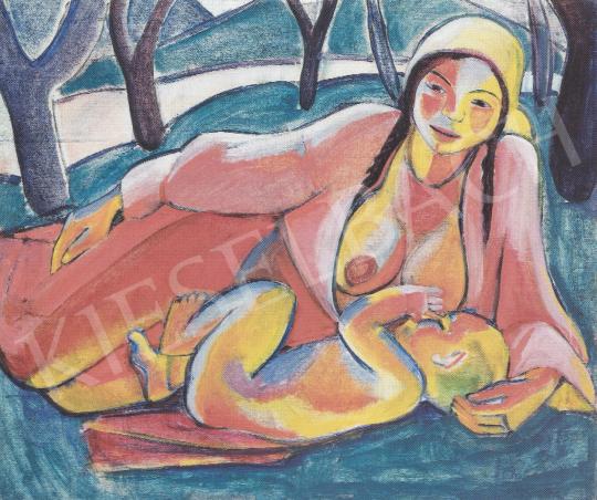  Futásfalvi Márton, Piroska - Breast Feeding Gypsy Woman, c. 1930 painting