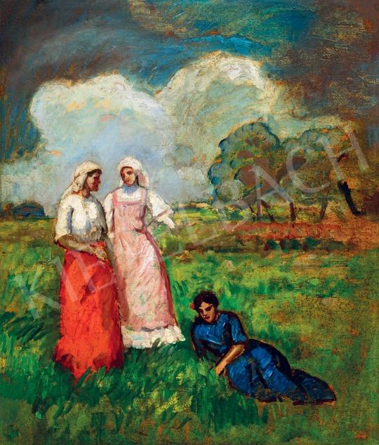  Iványi Grünwald, Béla - Girls on the Field, 1910-es évek painting