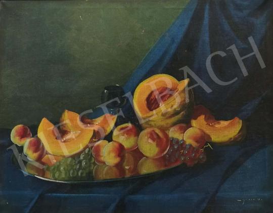 For sale Murin, Vilmos - Table Still Life with Melons and Peaches 's painting