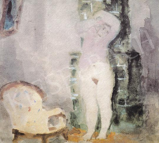  Szőnyi, István - Woman undressing in front of a stove painting