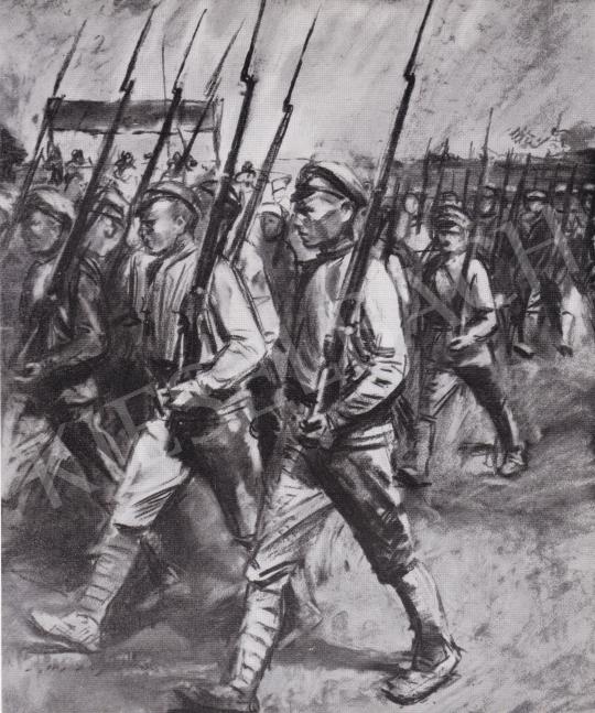  Ék Sándor - Komszomolok indulása a frontra, 1940 festménye