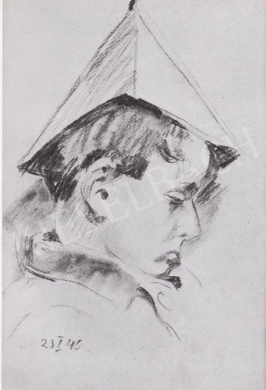  Ék, Sándor (Alex Keil) - Portrait of Little Boy with Paper Hat, 1940 painting