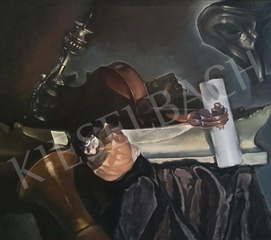 For sale Cserna, Tamás - Table Still Life with Violin and Shell 's painting