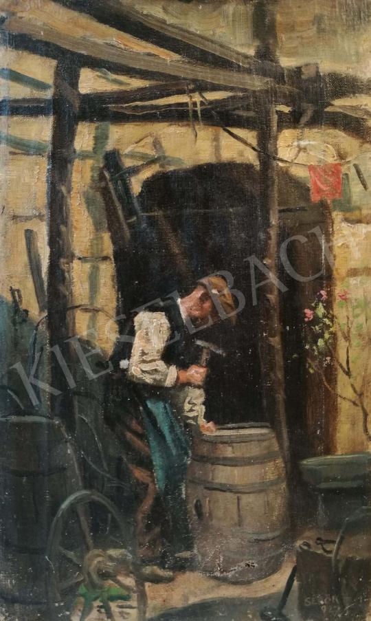 Sebők Margit - Mesterember az udvaron, 1927 festménye