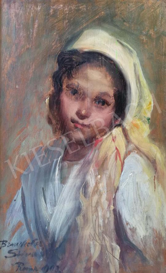 bárónő Braunecker, Ernesztin (Braunecker Stina) - Young Girl with Scarf, 1903 painting