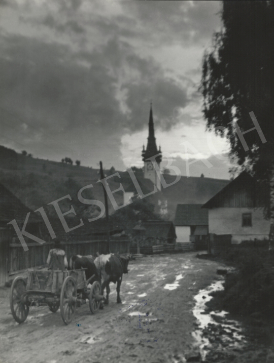 For sale  Szőllősy, Kálmán - Transylvanian Church with a Carriage, 1939 's painting