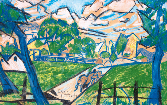  Scheiber, Hugó - Blue Landscape with Horse Carriage, late 1920s | 59th Autumn Auction auction / 27 Lot