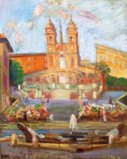 Kukovetz, Nana - Piazza di Spagna with the Fontana di Barcaccia, the Spanish Steps and the Church Trinita dei Monti,  