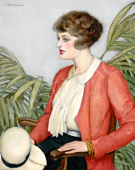  Zádor István - Fiatal lány fehér kalappal, 1931 | 59. Őszi Aukció aukció / 67 tétel