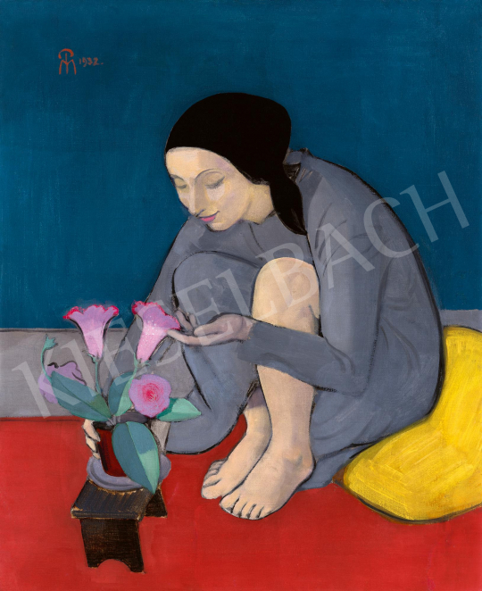  Miháltz Pál - Lány virággal (Gyengédség), 1932 | 59. Őszi Aukció aukció / 70 tétel