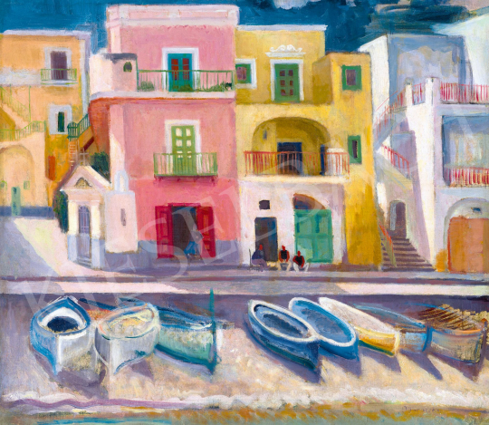 Döbröczöni, Kálmán - Houses with Boats in the Gulf of Naples, 1930s | 59th Autumn Auction auction / 102 Lot