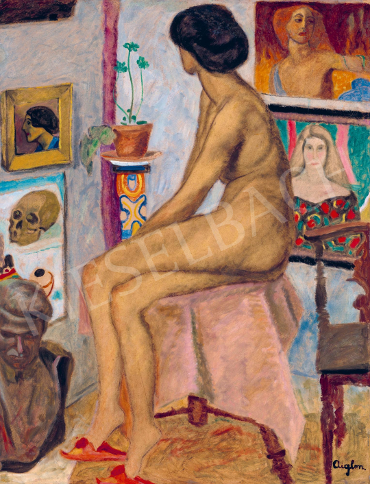 Sassy Attila - Piros papucsos lány (A művész műterme), 1910 körül | 59. Őszi Aukció aukció / 138 tétel