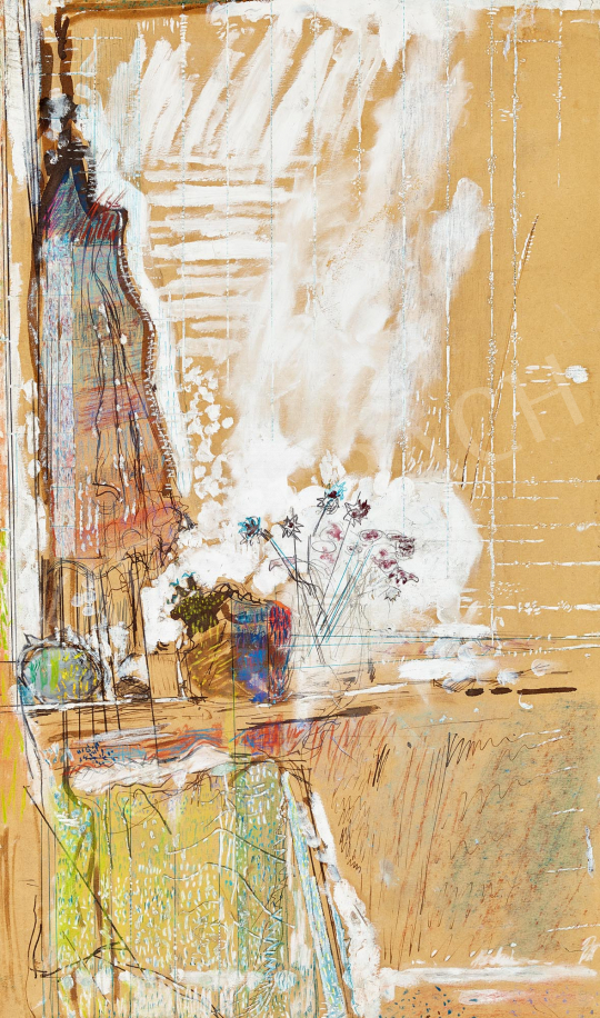  Gedő, Ilka - Window with Flowers (Kitchen Window in Puscsino II.), 1976 | 59th Autumn Auction auction / 193 Lot