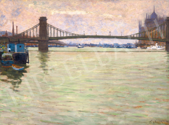 Kató, Kálmán (Kriszlanits Kálmán, Krisztanits - View of Budapest with the Chain Bridge, c. 1925 | 59th Autumn Auction auction / 198 Lot