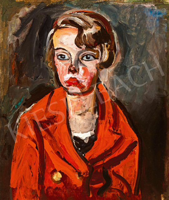  Pór Bertalan - Piros kabátos gyermek, 1920-as évek vége | 59. Őszi Aukció aukció / 208 tétel