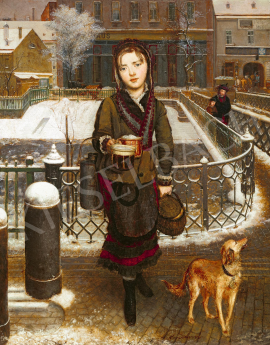  Reiter, Johann Baptist - Visszatérés a bevásárlásból (Lexi, a művész lánya), 1870-es évek közepe | 59. Őszi Aukció aukció / 52 tétel