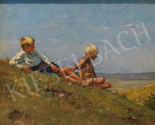 Mérő, István - Boys on the Hillside painting