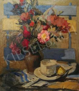  Csáki-Maronyák, József - Table Still- Life with Flowers and Teacups 