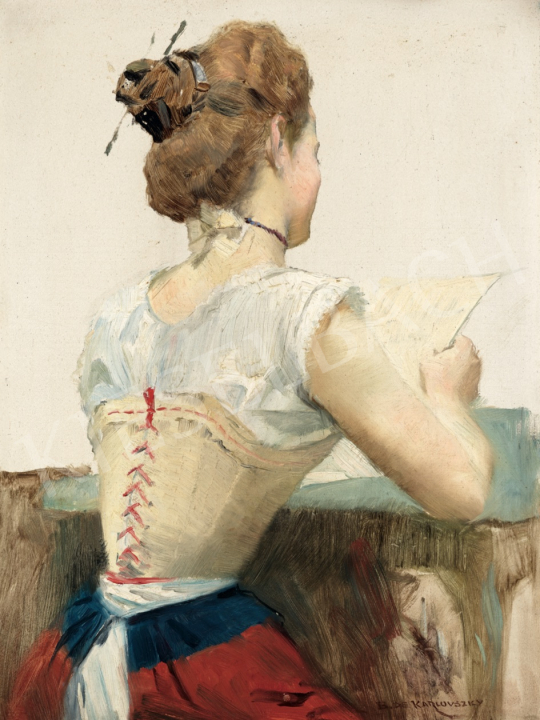  Karlovszky, Bertalan - Reading Girl, c. 1900 painting